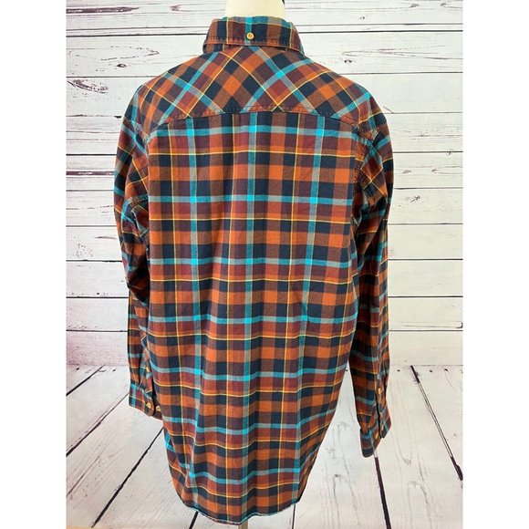 Duluth Trading Company long sleeve button front shirt Large Slim Fit brown plaid - Picture 9 of 10
